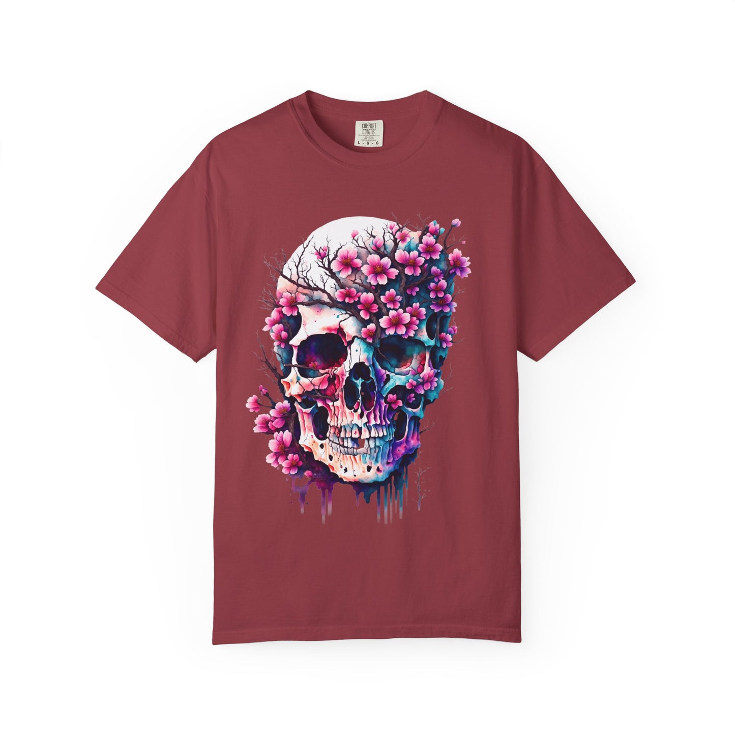 Artistic Skull Floral T-Shirt - Unisex Garment-Dyed Tee