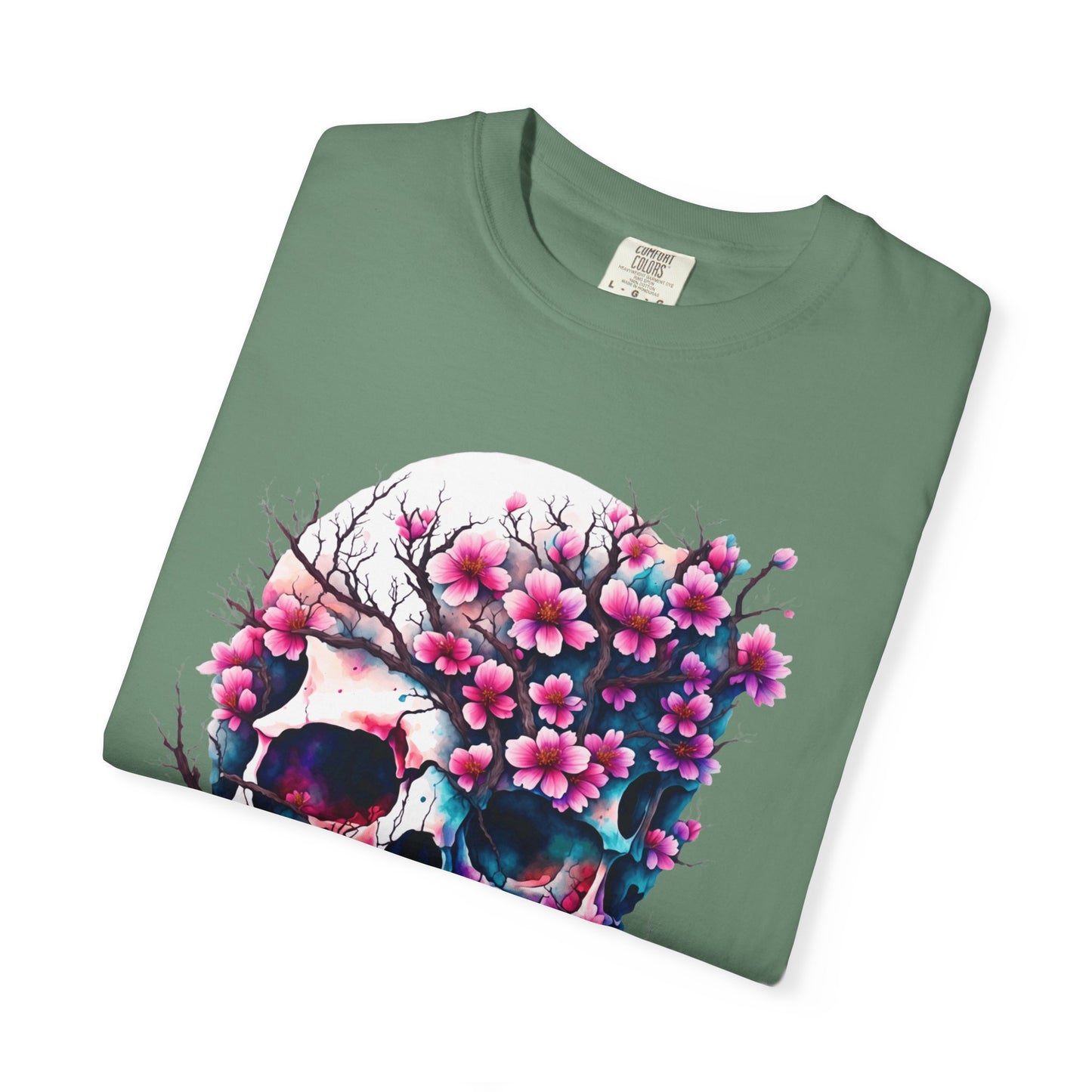 Artistic Skull Floral T-Shirt - Unisex Garment-Dyed Tee