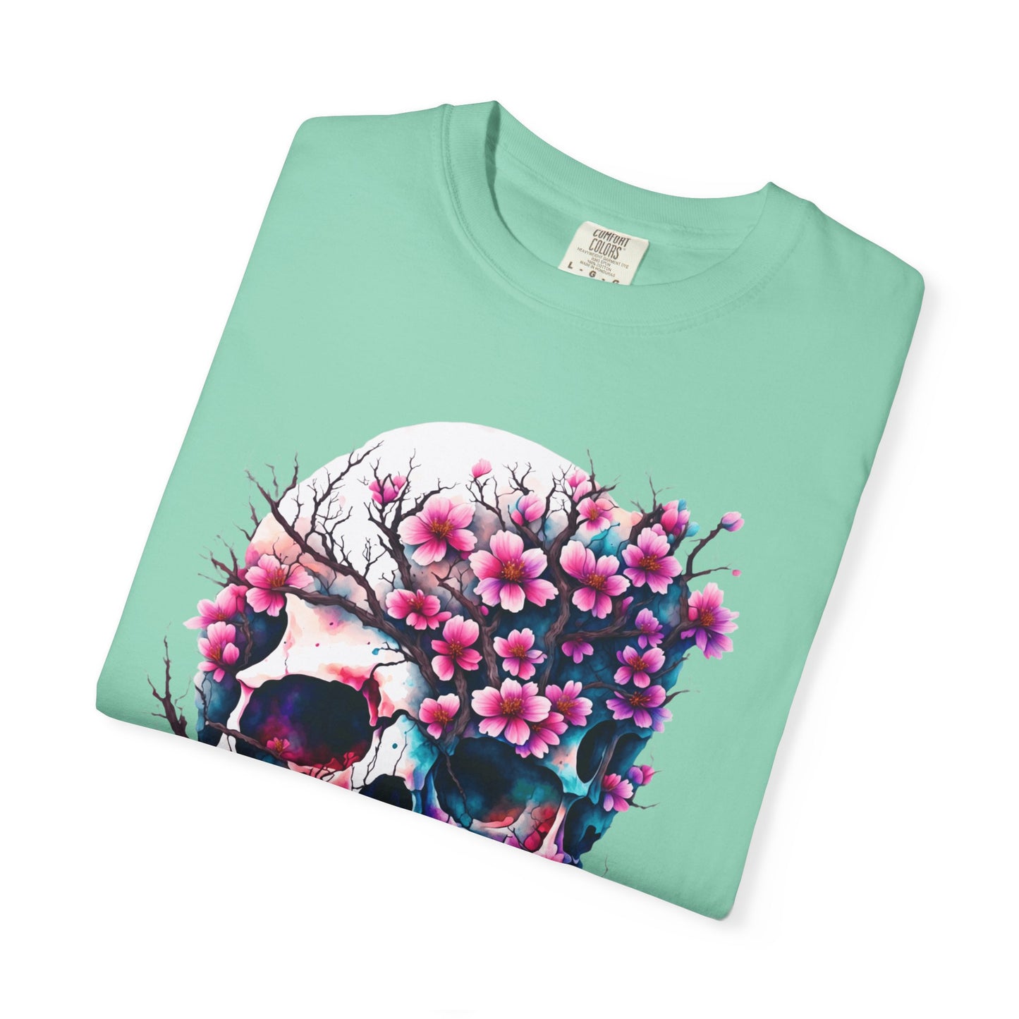 Artistic Skull Floral T-Shirt - Unisex Garment-Dyed Tee