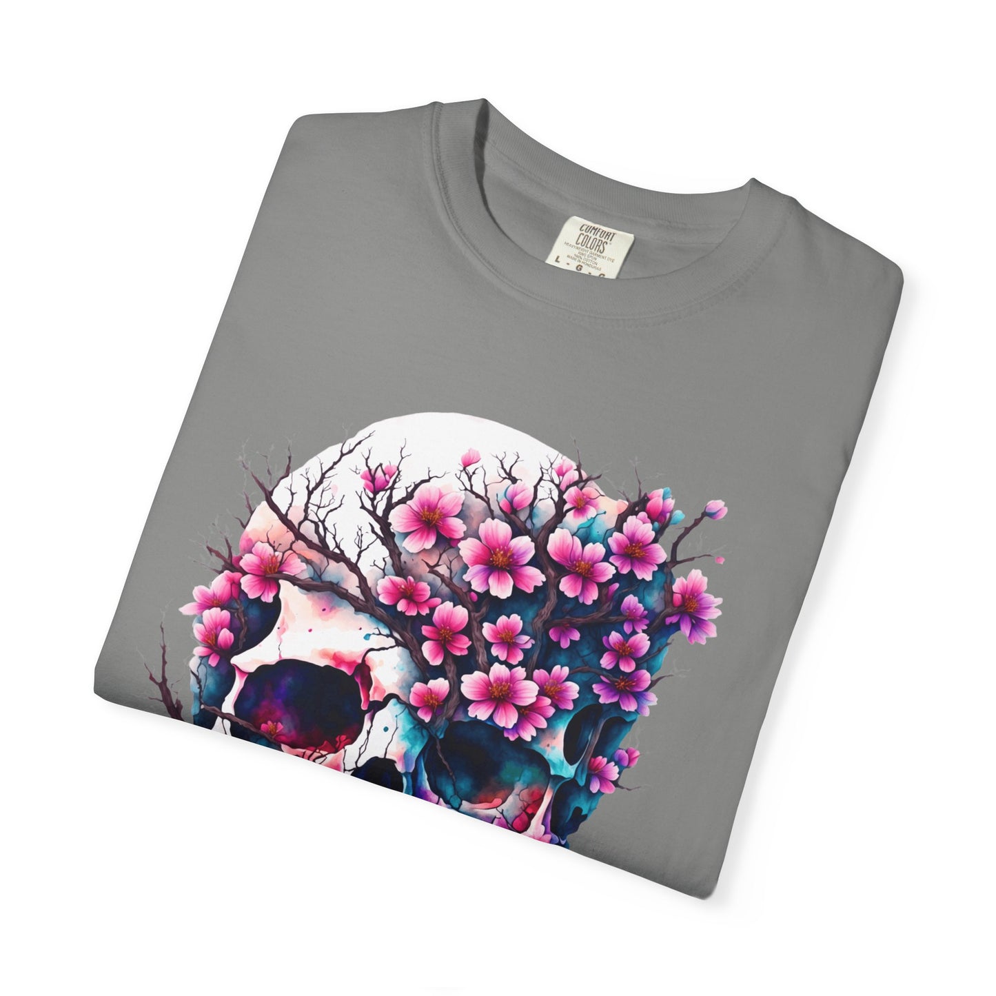 Artistic Skull Floral T-Shirt - Unisex Garment-Dyed Tee