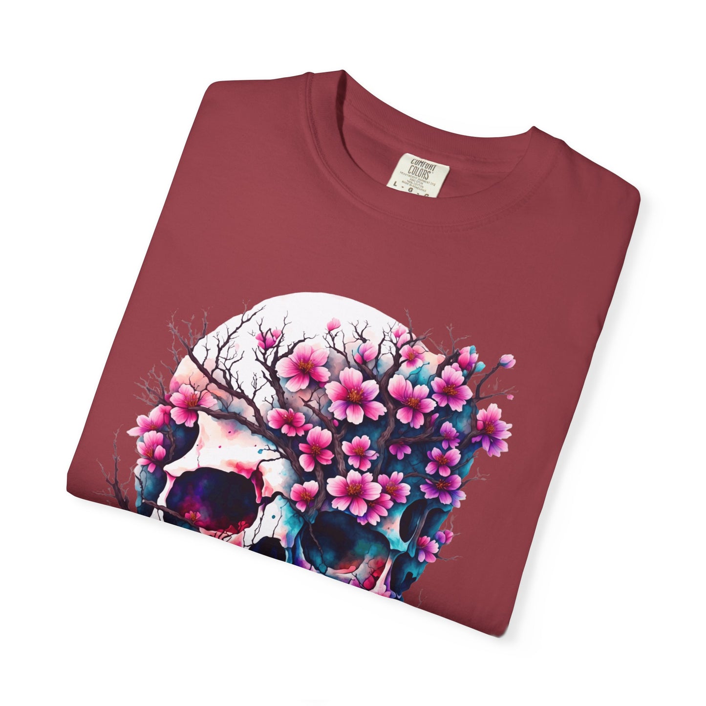 Artistic Skull Floral T-Shirt - Unisex Garment-Dyed Tee