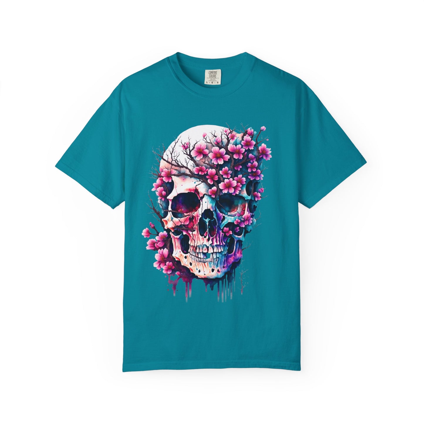 Artistic Skull Floral T-Shirt - Unisex Garment-Dyed Tee