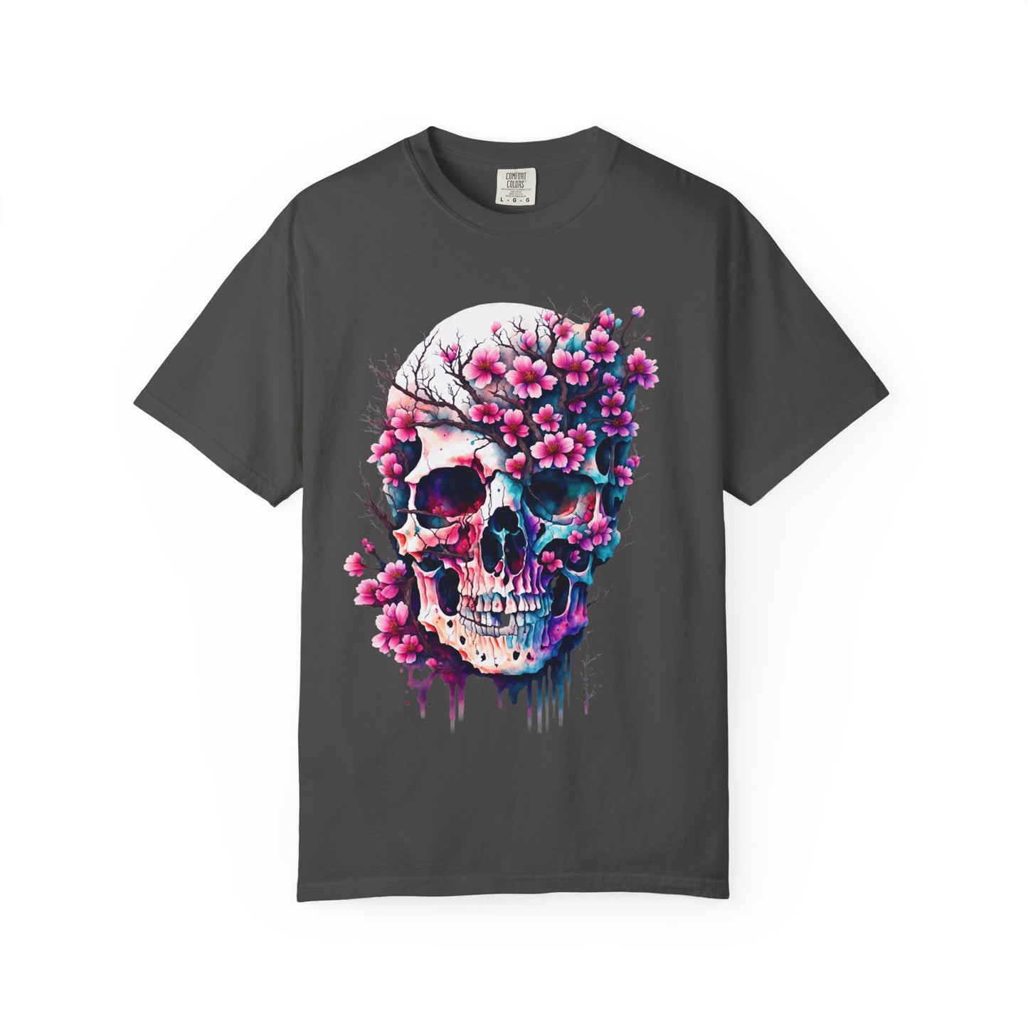 Artistic Skull Floral T-Shirt - Unisex Garment-Dyed Tee