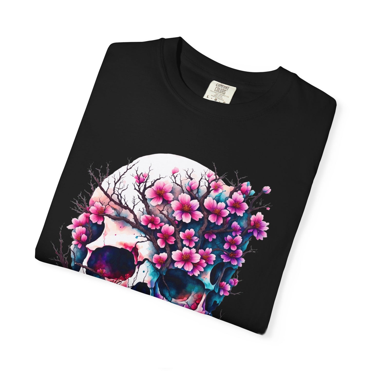 Artistic Skull Floral T-Shirt - Unisex Garment-Dyed Tee