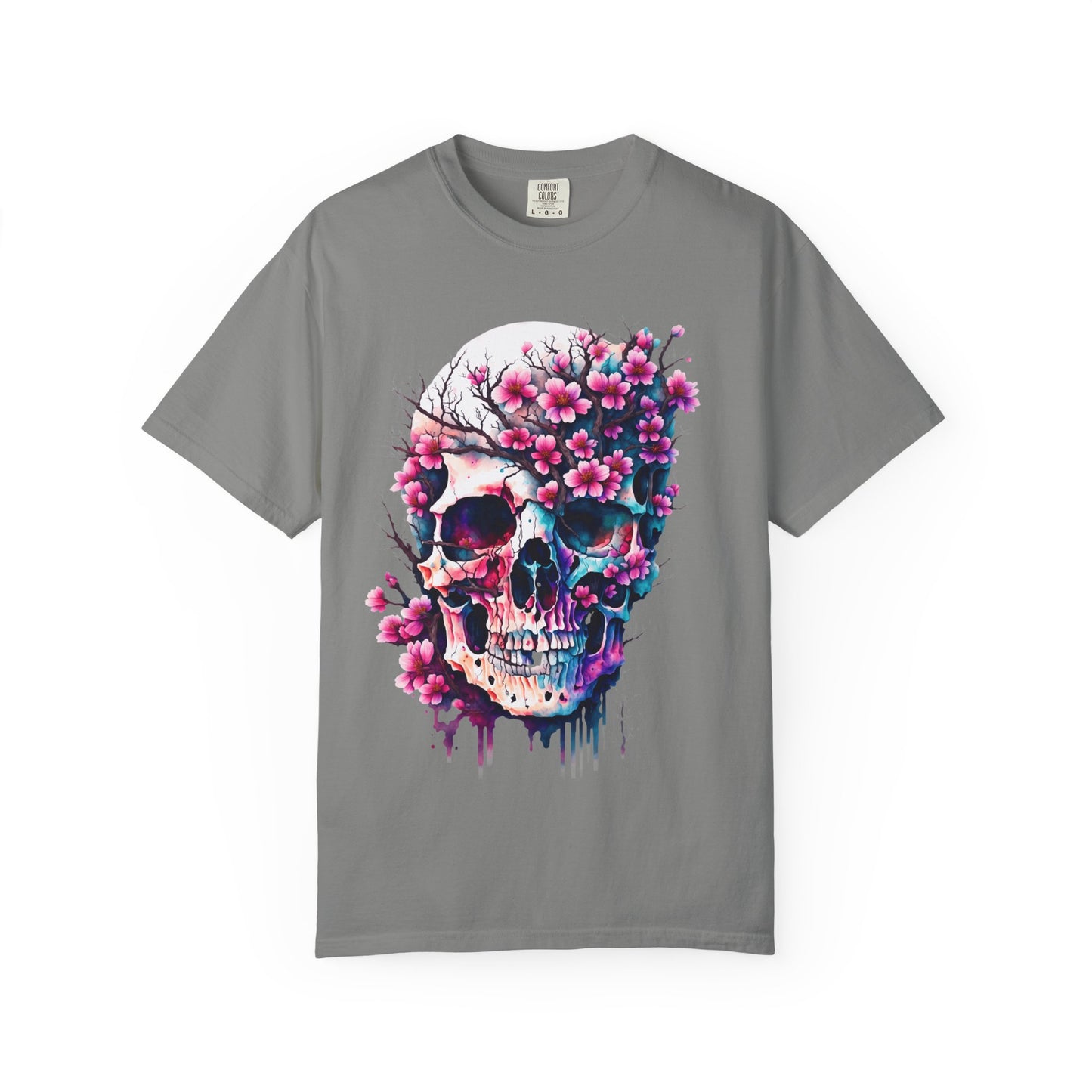 Artistic Skull Floral T-Shirt - Unisex Garment-Dyed Tee