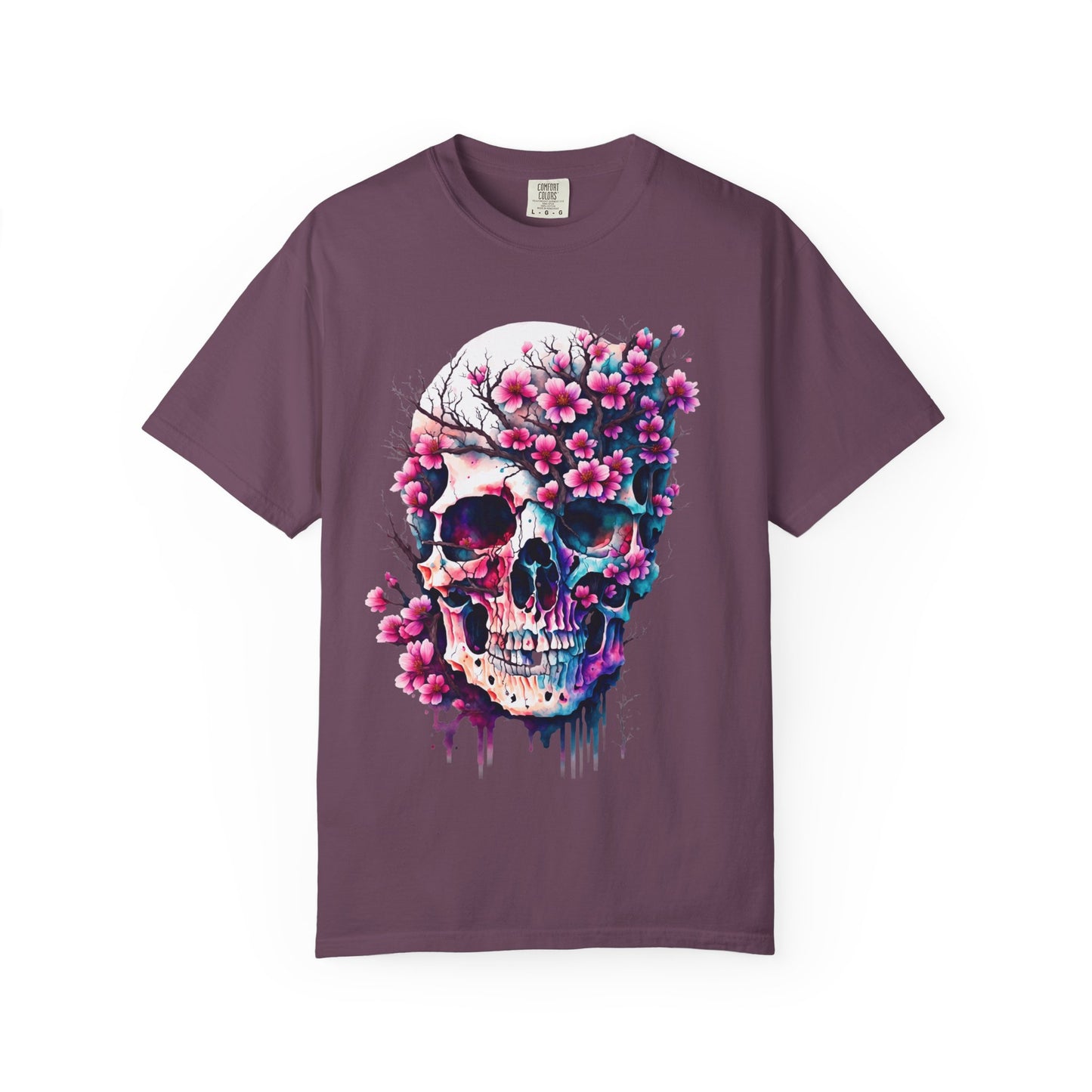 Artistic Skull Floral T-Shirt - Unisex Garment-Dyed Tee