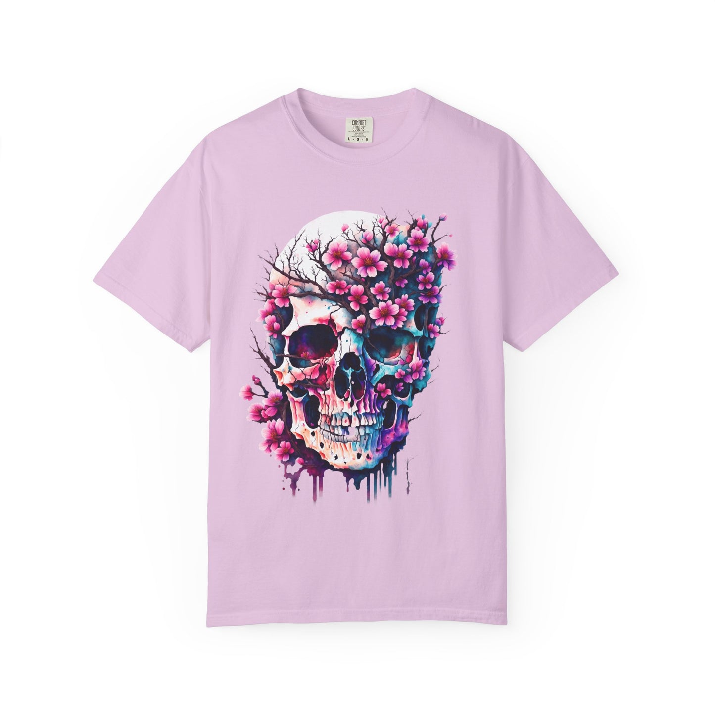 Artistic Skull Floral T-Shirt - Unisex Garment-Dyed Tee
