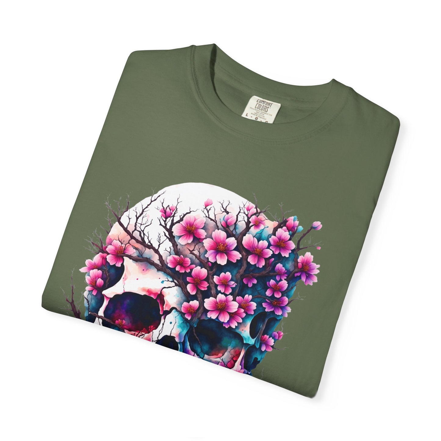 Artistic Skull Floral T-Shirt - Unisex Garment-Dyed Tee