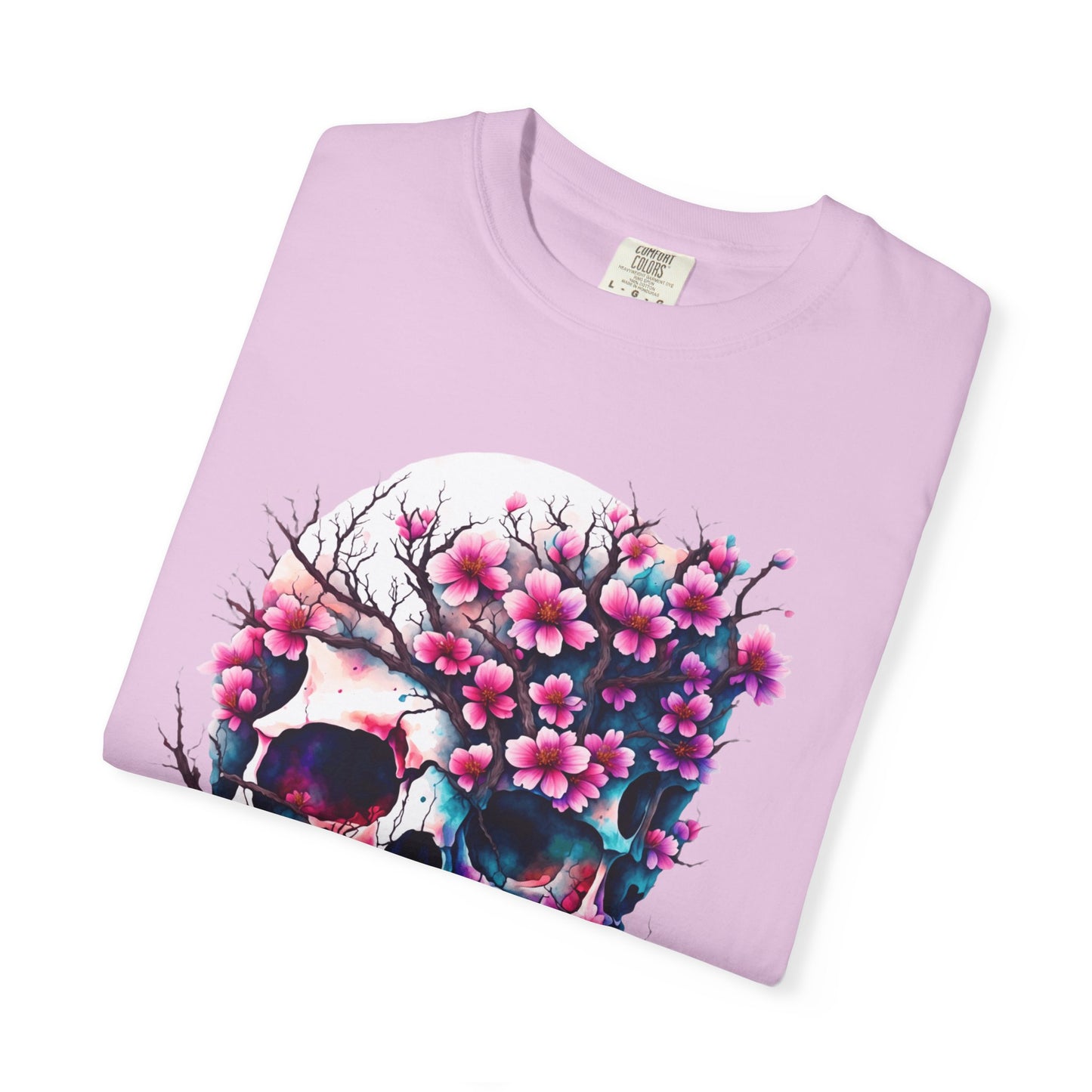 Artistic Skull Floral T-Shirt - Unisex Garment-Dyed Tee