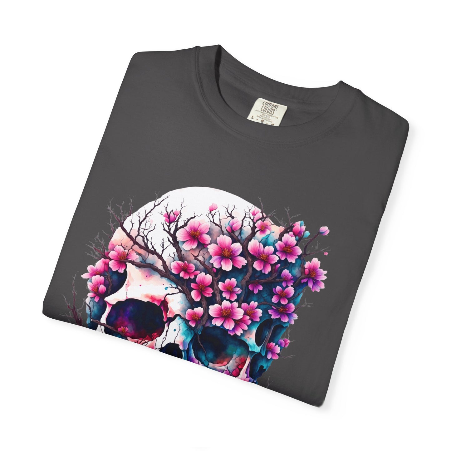 Artistic Skull Floral T-Shirt - Unisex Garment-Dyed Tee