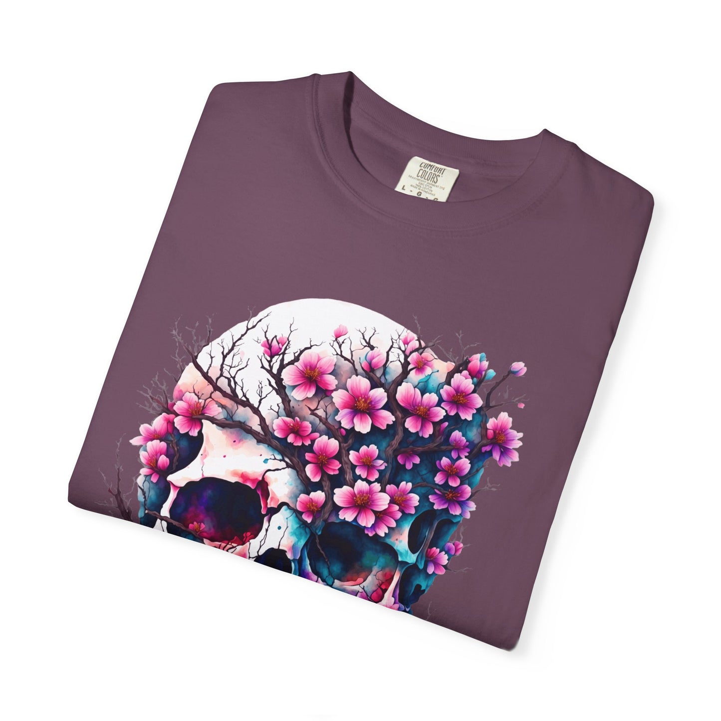 Artistic Skull Floral T-Shirt - Unisex Garment-Dyed Tee