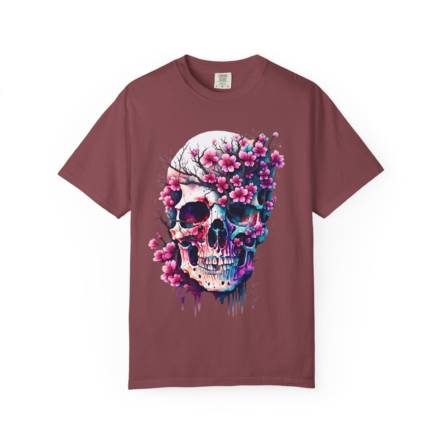 Artistic Skull Floral T-Shirt - Unisex Garment-Dyed Tee