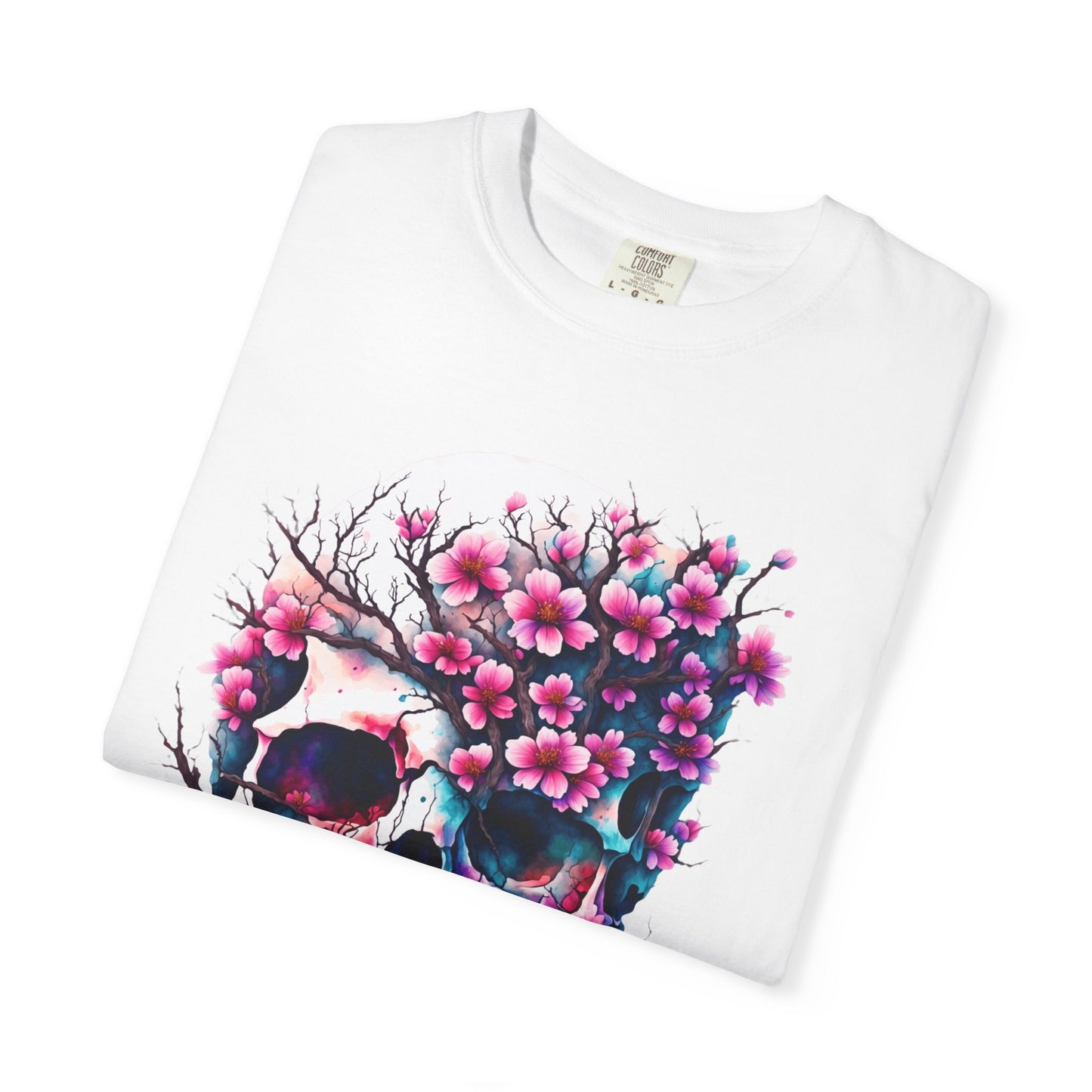 Artistic Skull Floral T-Shirt - Unisex Garment-Dyed Tee