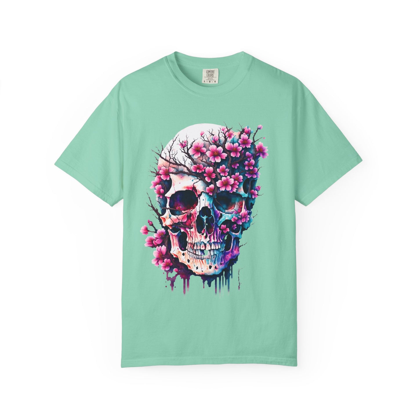 Artistic Skull Floral T-Shirt - Unisex Garment-Dyed Tee