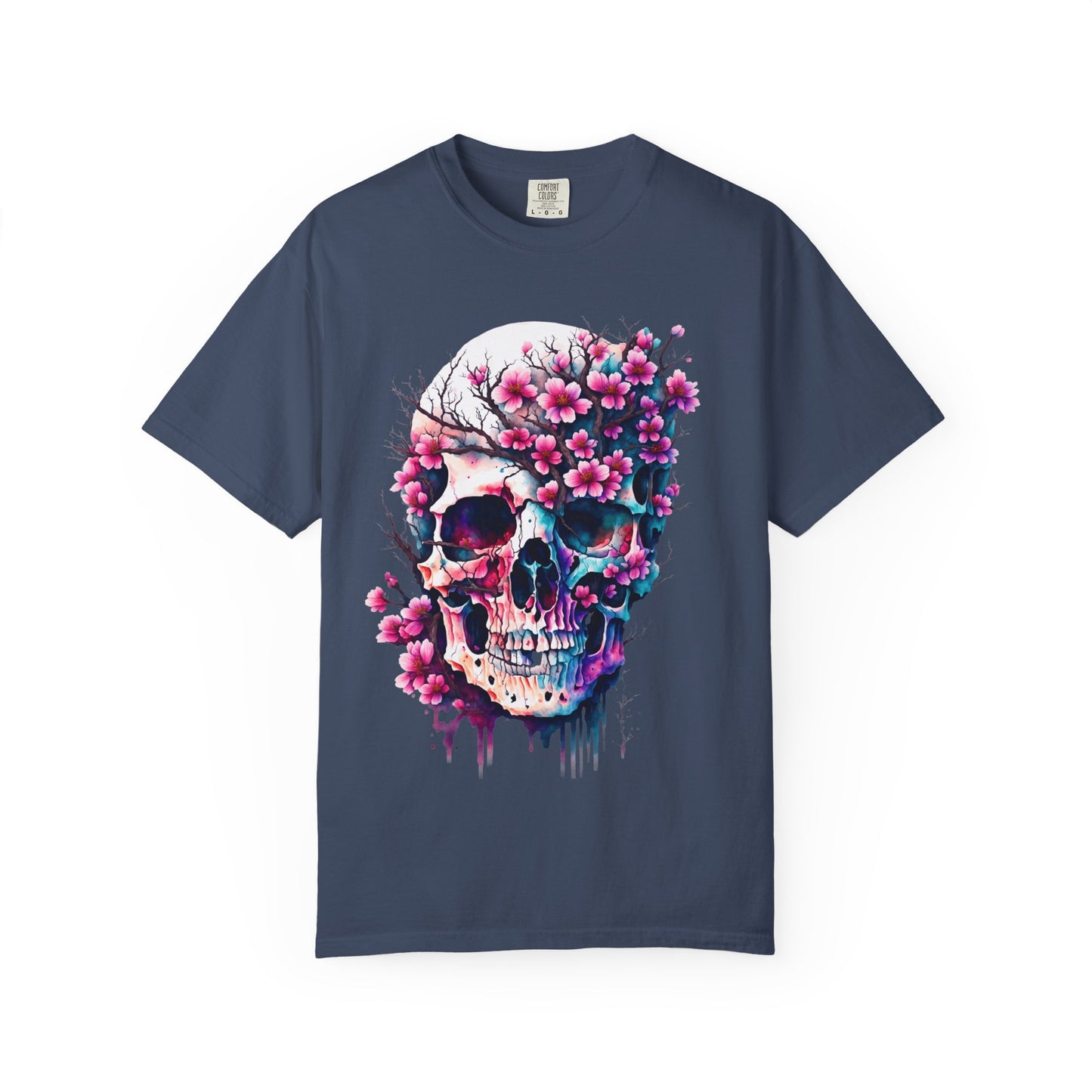 Artistic Skull Floral T-Shirt - Unisex Garment-Dyed Tee
