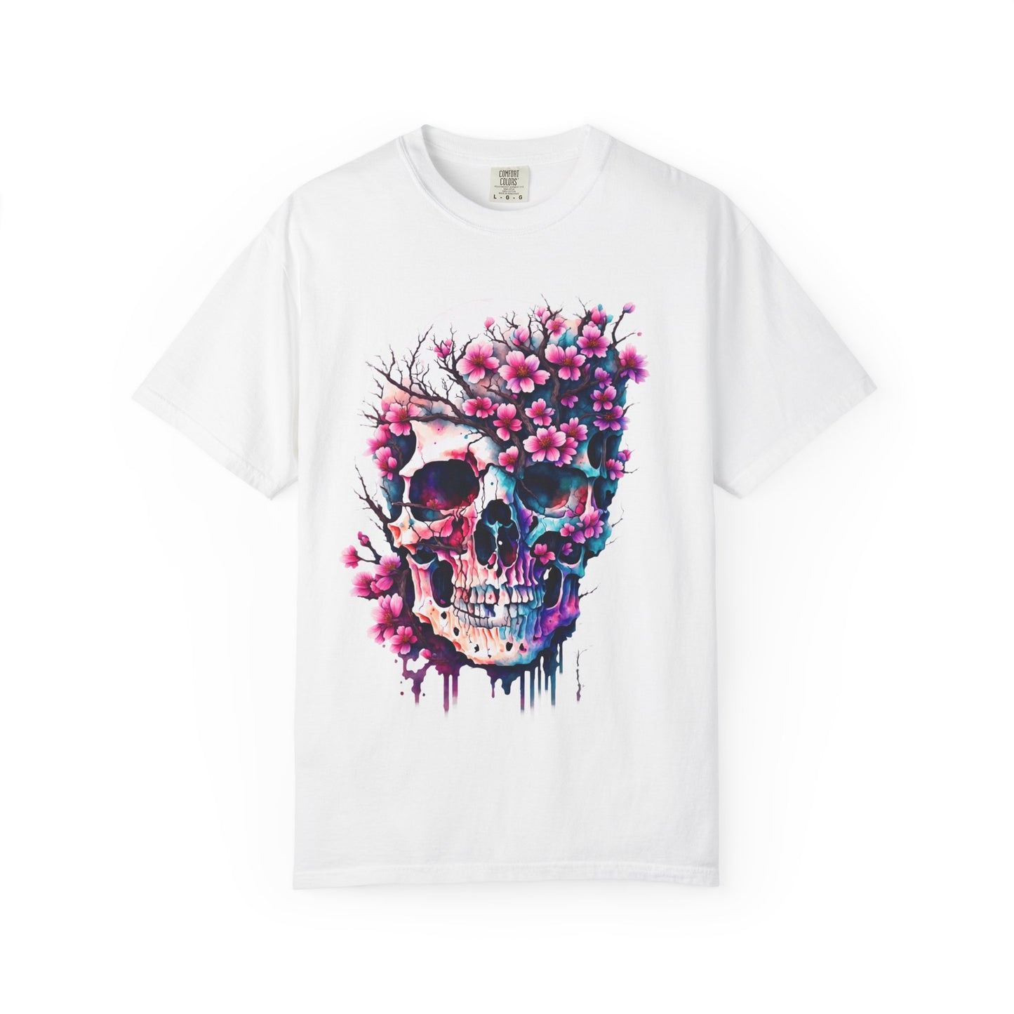 Artistic Skull Floral T-Shirt - Unisex Garment-Dyed Tee